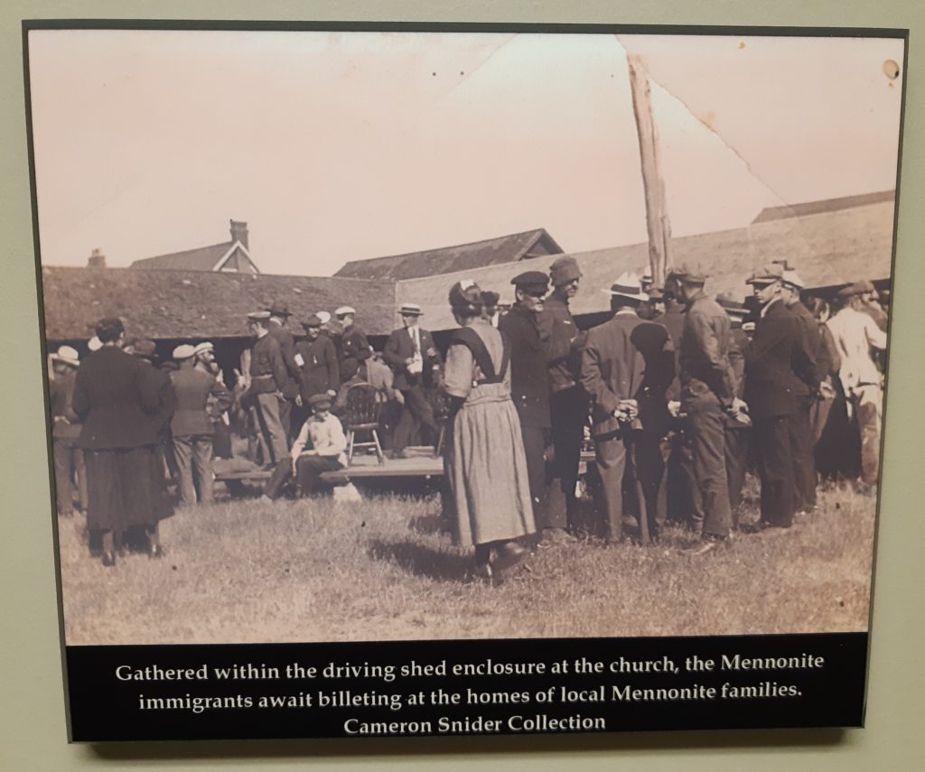 Sign with picture at Erb Street Mennonite Church