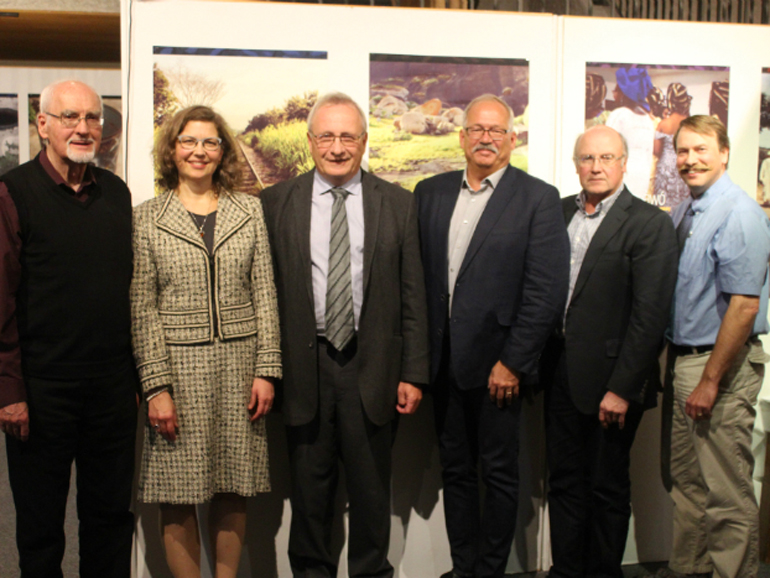 Archives Partners Left to Right: John J. Friesen, Cheryl Pauls, Hans Werner, Willard Metzger, Terry Elias and Conrad Stoesz